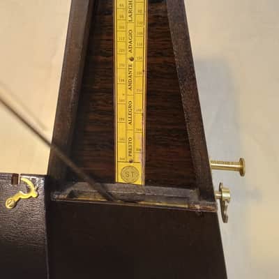 Fully Restored Antique Wood Bell Metronome de Maelzel by Seth Thomas Clocks Dark Walnut, Lacquered Brass Trim,  Beats Evenly image 4