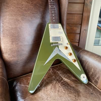 Video! 2019 Gibson Custom Shop Special Order '59 1959 Flying V Reissue Olive Drab Green image 2