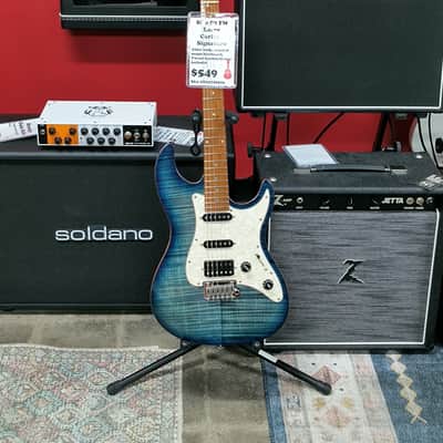 Sire Larry Carlton S7 Flame Maple Top Electric Guitar Transparent Blue image 2