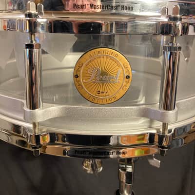 Chad Smith's Pearl 14x5" Custom Red Hot Chili Peppers Logo, 2011 World Tour Snare Drum. Clear Acrylic, With SIGNED HEAD! image 3