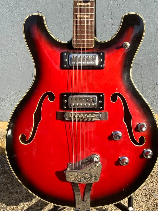 Ibanez Model 1910 1972 Red Sunburst Semi-Hollow Body Electric Guitar image 1
