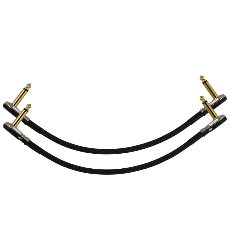 2-Pack 2 Ft Castline Gold Mogami 2524 Guitar Pedal Board Patch Cable TS Low Profile Pancake Connector image 1