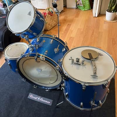 1960s Ludwig Drum Set Blue Sparkle 22/13/16 w/ bonus 14" image 2