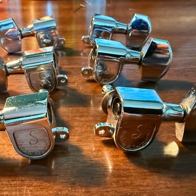 Vintage Schaller West Germany 3 x 3 Electric Guitar Tuners Chrome image 1
