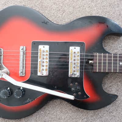 Vintage 1970s MIJ Teisco Lyle Encore SG Loaded W/ 2 PU Rye Cooder Gold Foil Goldfoil Pick Ups Wine Red Well Made Matsumoko Small Body Lo Fi Cool Low Intonation Plays Well image 3