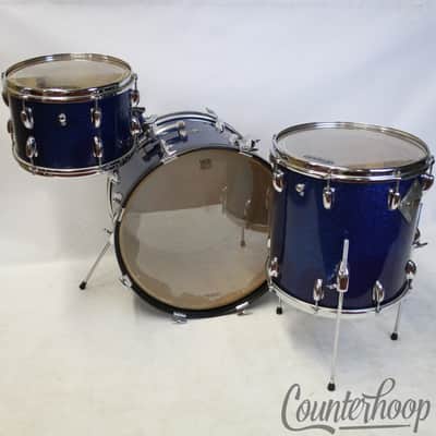 *Slingerland 20,12,14" Modern Jazz Radio King Drum Set Blue Sparkle Vintage 60s* image 2