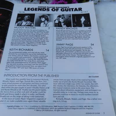 GUITAR PLAYER LEGENDS of GUITAR ll 1984 KEITH RICHARDS JIMMY PAGE RANDY RHODES MUDDY WATERS & VINTAGE GIBSON STRINGS CASE CANDY GIFT! image 7