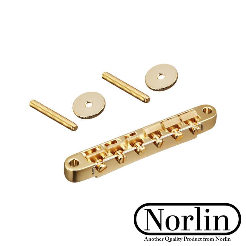Norlin HK-25G ABR-1 Tune-O-Matic Wired Bridge w/ 4mm Posts for Gibson® Guitars-Gold image 1