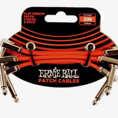 3" Flat Ribbon Patch Cable Multi-Shielded Low-Profile Low-Noise 3-Pack - Red - Mult-Effects - Stompbox & Studio Rack Interconnect image 1