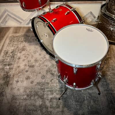 Ludwig No. 980 Super Classic Outfit 9x13 / 16x16 / 14x22" Drum Set with Keystone Badges 1968 - 1969 - Red Sparkle image 8