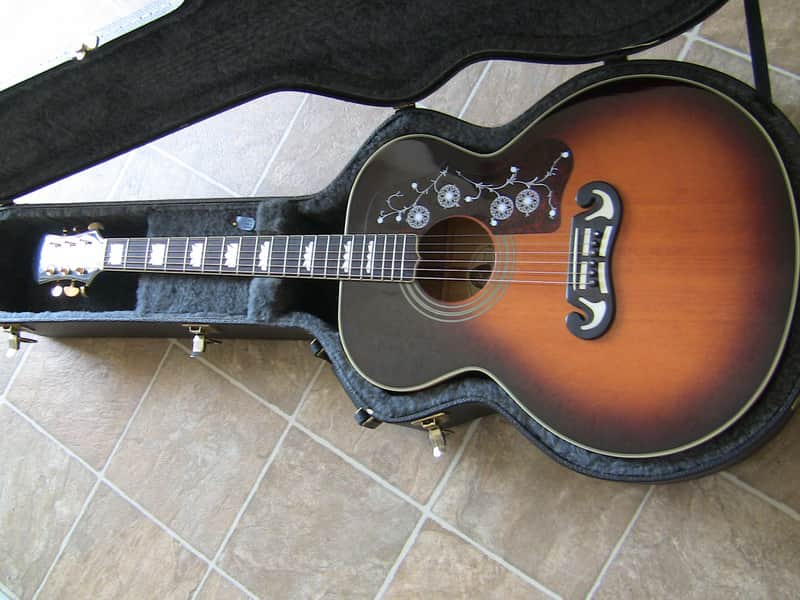 RARE! Barely used 1994 Epiphone EJ-200 in Vintage Sunburst with OHSC, OASIS/NOEL GALLAGHER!! image 1