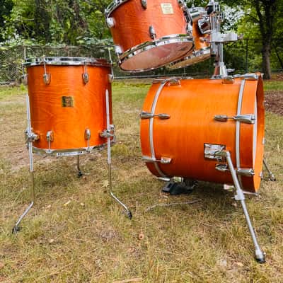 Yamaha Custom Absolute Bop Jazz Drum Set 10x7, 12x8 toms , 14x14 floor, 18x14 Vintage Natural Maple bass, Birch toms Gold badge MIJ image 3