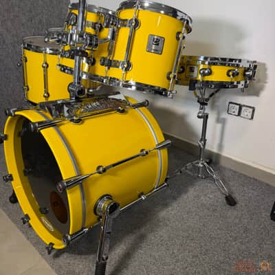RARE! Sonor Designer Maple Light 20,10,12,14,15 + 14x4 Drum Kit - Yellow image 2