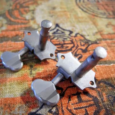 Grover Sta-Tite Tuning Machines for Guitar (2) bass side Circa 1950s-1960s-Nickel with Metal Buttons image 3