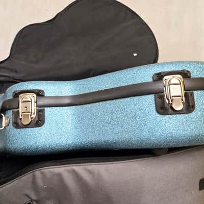 Calton Cases Acoustic or Archtop (16") V2 - Custom Turquoise Splatter w/case cover image 5