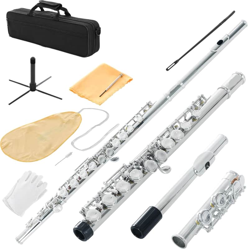 Closed Hole C Flute - Musical Instrument, Beginner/Intermediate Flute in Band & Orchestra, Nickel image 1