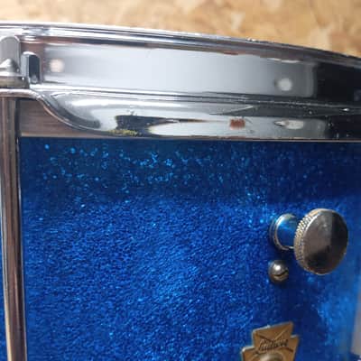1960s Ludwig 15x12 Blue Sparkle Marching Snare Pre Serial Keystone  3 Ply image 9
