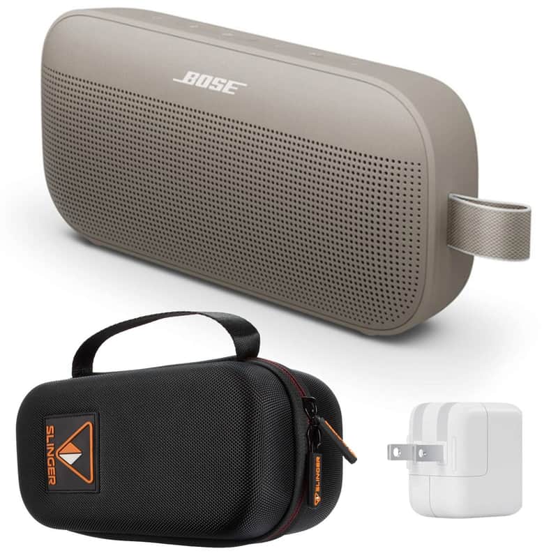 Bose SoundLink Flex 2nd Gen Bluetooth Speaker, Sandstone, Bundle with Hard Shell Travel Case image 1