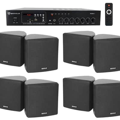 Rockville Commercial Restaurant Bluetooth Amplifier+(8) 3.5" Black Cube Speakers image 1