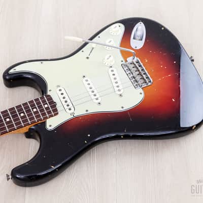 1961 Fender Stratocaster Vintage Guitar Sunburst Slab Board w/ Flame Neck, Hangtag, Strap & Case image 10