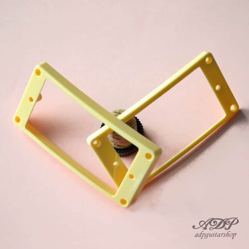 2 Cream Humbucker Pickup Mounting Rings Arched Top & Bottom for epiphone image 1