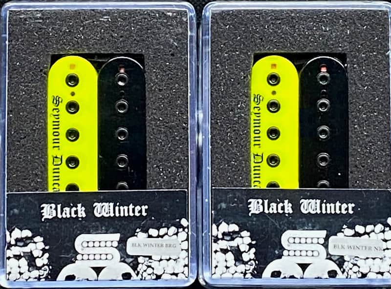 Seymour Duncan Black Winter Blackened Pickup Set In Neon Yellow/Black Zebra image 1