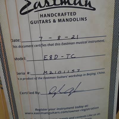 Eastman E8D-TC Natural w/L.R. Baggs Element Pickup-store demo image 2