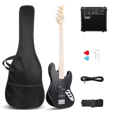 Glarry GJazz Electric Bass Guitar w/20W Amplifier Black image 1