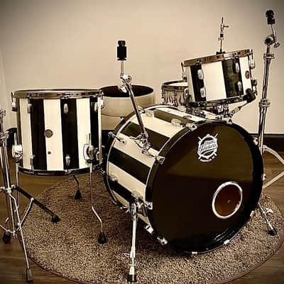DrumPickers 5pc Vintage Professional Drum Kit in Van Halen Black & White Stripe Tribute image 13