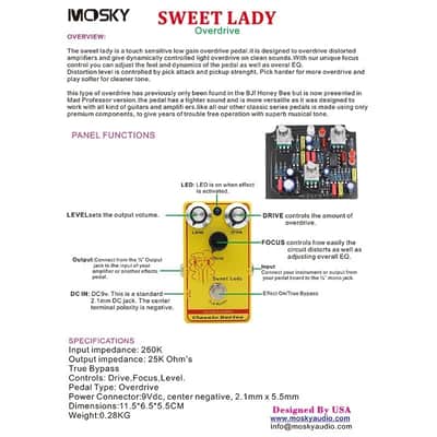 Mosky Sweet Lady Hand-wired Overdrive Sweet Honey Style PRO Guitar Effect Pedal image 6