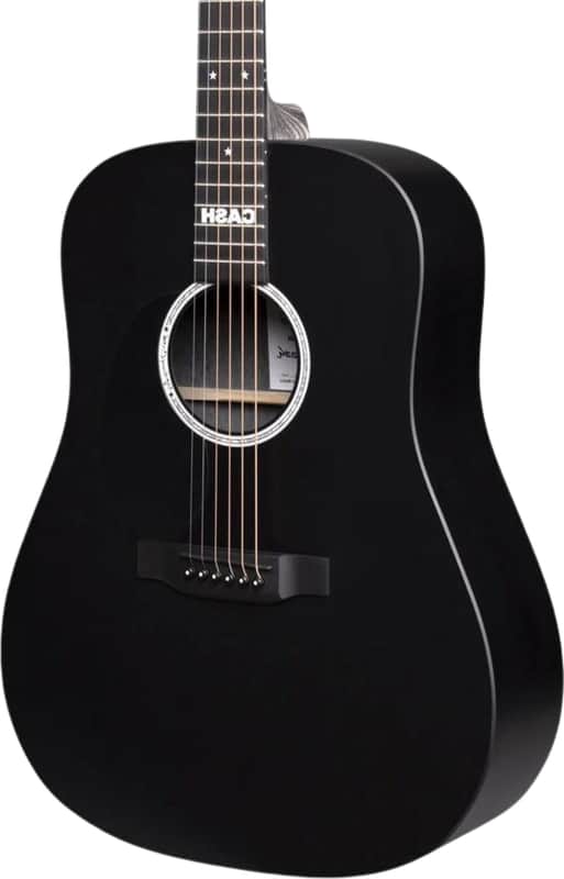 Martin DX Johnny Cash Signature Left-Handed Dreadnought Acoustic-Electric Guitar, HPL Top, Black image 1