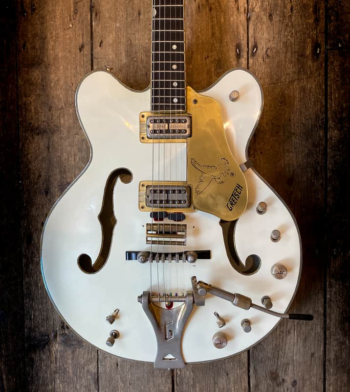 1970 Gretsch White Falcon Double cutaway model with hard shell case image 1