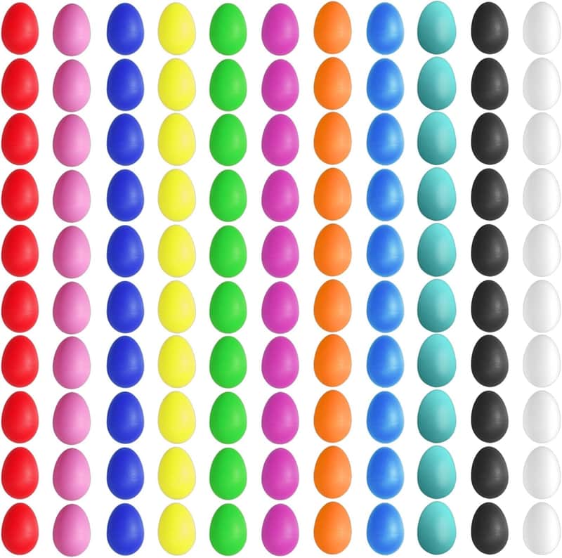 66 Pcs Plastic Egg Shakers Easter Egg Shaker Percussion Musical Maracas Eggs Plastic Easter Egg for Kids Toys Learning DIY Painting(11 Colors) image 1