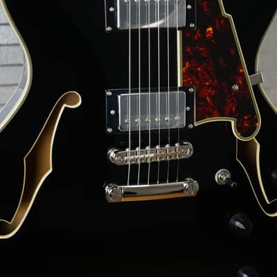 D'Angelico Premier DC Semi-Hollow Double Cutaway - Solid Black image 5
