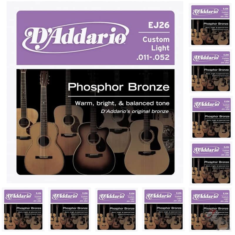 Mint D'Addario EJ26 Phosphor Bronze Custom Light Acoustic Guitar Strings 10-Sets (11-52) image 1