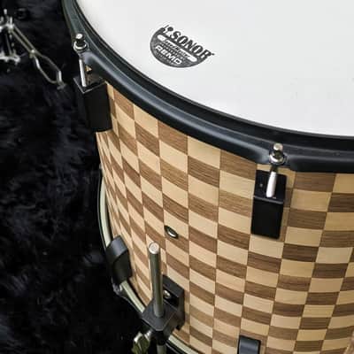 Restored Sonor Swinger Action Vintage 70s Set with Teardrop Badges - Checkerboard Veneer image 11