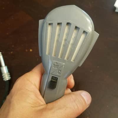 Webster Chicago RARE plastic handle variant MM35 Vintage Crystal Harp Mic 1950s MM-35 grey plastic cloth cord image 2