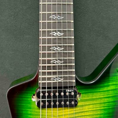 Dean Guitars - USA - Custom Shop - ML - 7 String - Emerald Burst Flame Maple Top - Reverse 7 Inline Head Stock - Floyd Rose - DMT 7 Nostalgia and Baker Act  Pickups - Black Hardware - w/OHSC - Call for Best Price !!! image 6