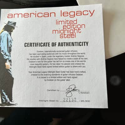 Esteban American Legacy Acoustic/Electric Original case, Candy and Autographed COA 2000’s - Midnight Steel image 12