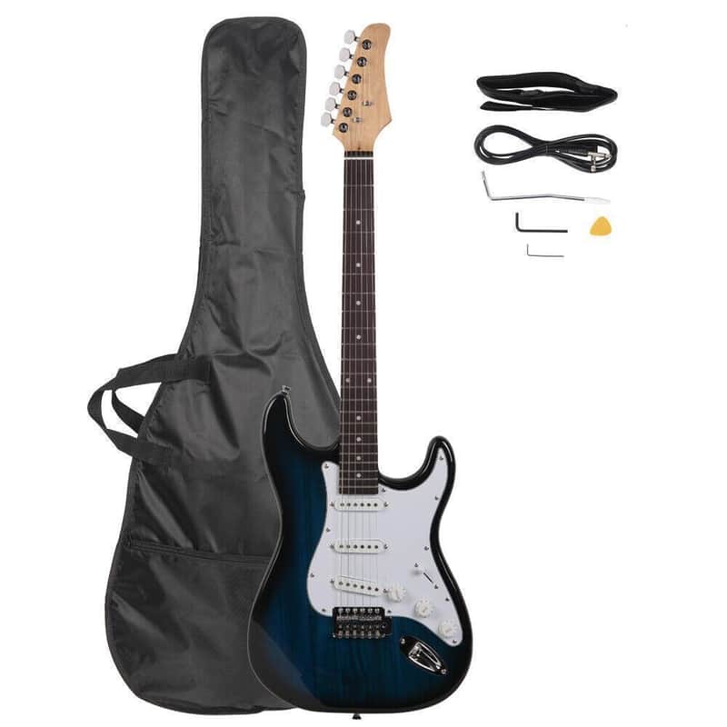 Dark Blue 6-String ST Electric Guitar Beginner Pack – Rosewood Fingerboard, Basswood Body + Strap, Cord & Gig Bag image 1
