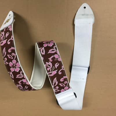 ALEXIS Hawaiian Tropic guitar Strap- Pink and Brown image 1