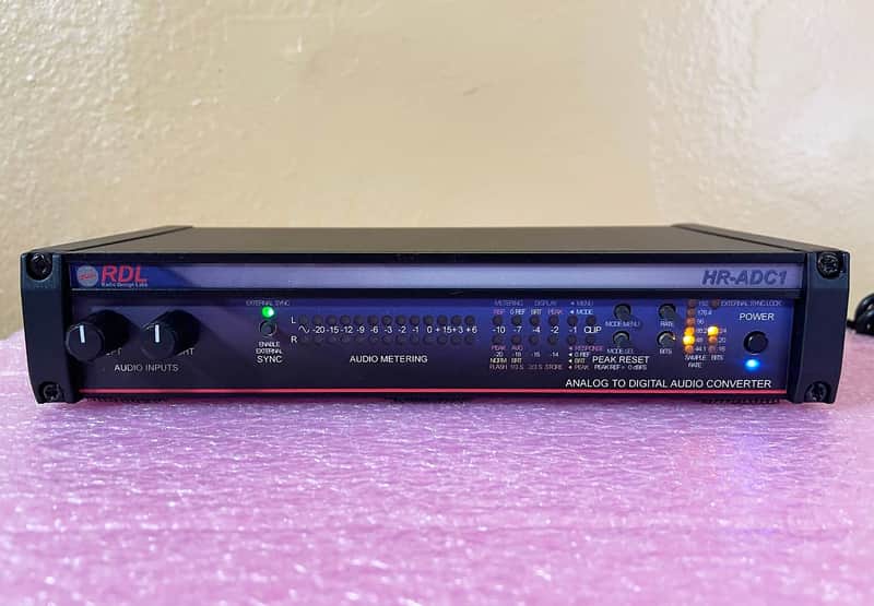 RDL HR‑ADC1 Analog to Digital Audio Converter • Pro Studio A/D • Metering & Sync image 1