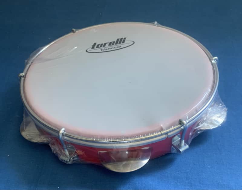 8" Brazilian Handmade Tambourine Pandeiro Milk Nylon Head 5 Pairs Jingles Inject Plastic Red Body image 1