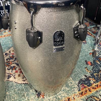 Toca - Custom Deluxe Fiberglass Conga and Tumba - Silver Sparkle image 7