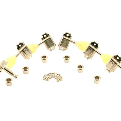 KTS-3-N KLUSON® SUPREME - 3+3 Tuning Machines. Pearl Single Ring Button – Nickel Finish image 2