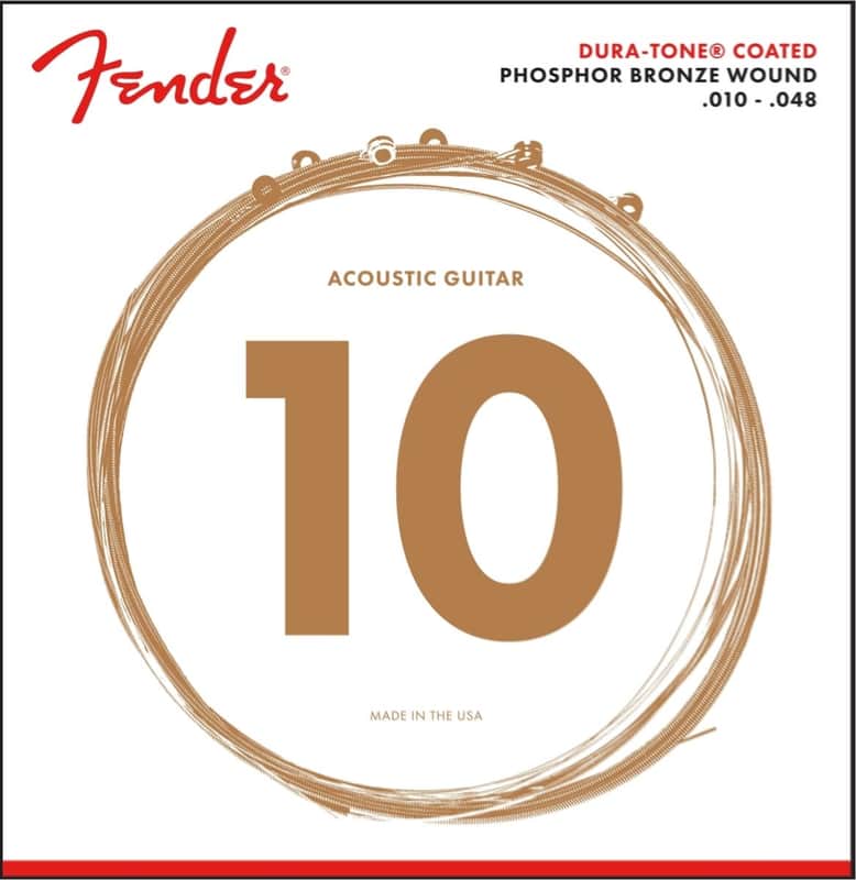 Fender 860XL Dura-Tone Coated Phosphor Bronze Acoustic Guitar Strings (10-48) image 1
