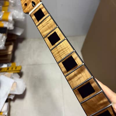 Big head 22fret Roasted Flame Maple Electric guitar neck part block inlay image 2