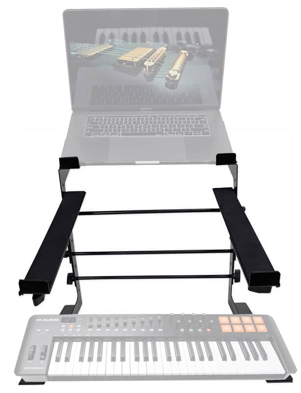 Rockville Dual Laptop+Controller Stand for M-Audio Oxygen 49 MK IV Keyboard image 1