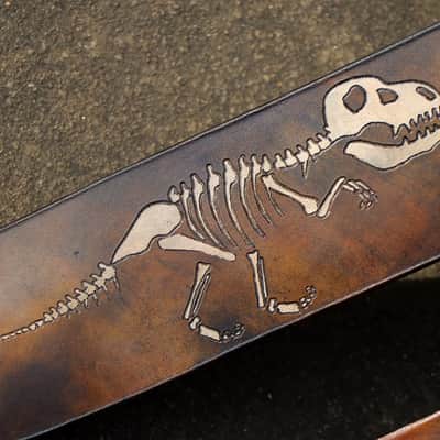 Burny Black Custom Guitar Strap For Acoustic or Electric Guitars - tyrannosaurus made to order - oil made to order - oil image 5