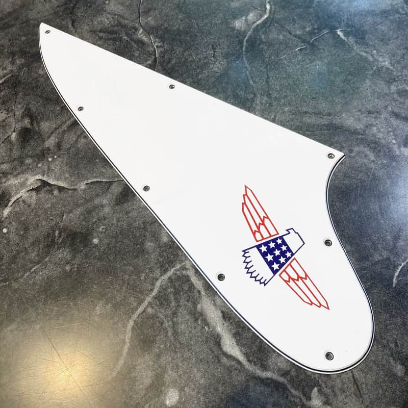 3 Ply White Pickguard for Gibson Thunderbird Bass 1998-2024 with Bicentennial Red & Blue Decal image 1
